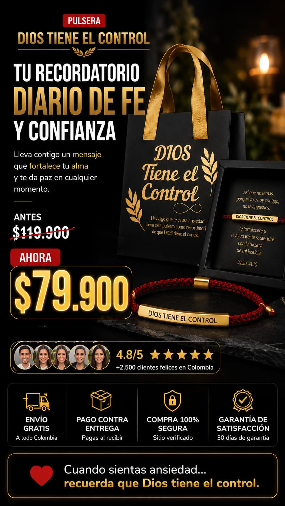 PULSERA DIOS ROJA CON CAJA DE LUJO