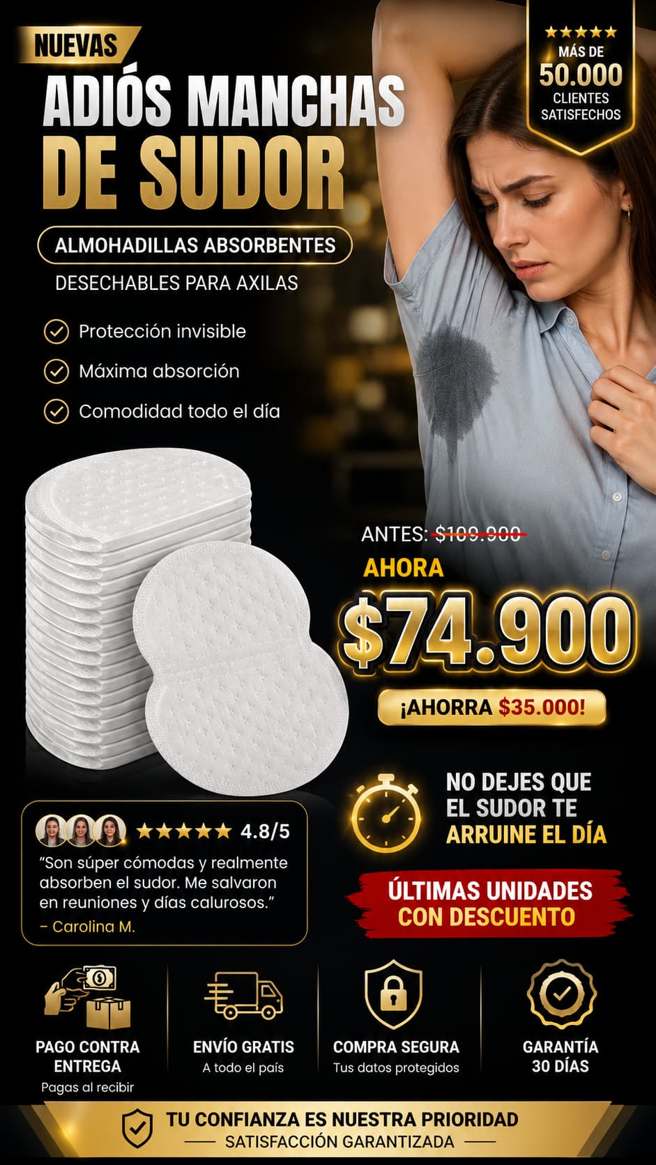 PARCHE PARA SUDORACIÓN DE AXILAS