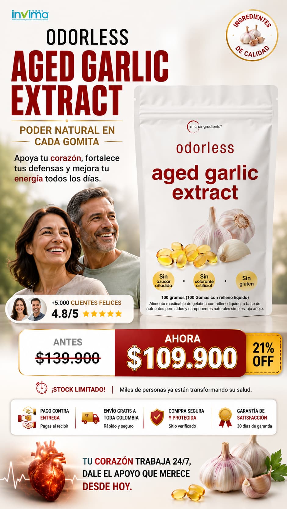 Capsulas de ajo Añejado Sin Olor