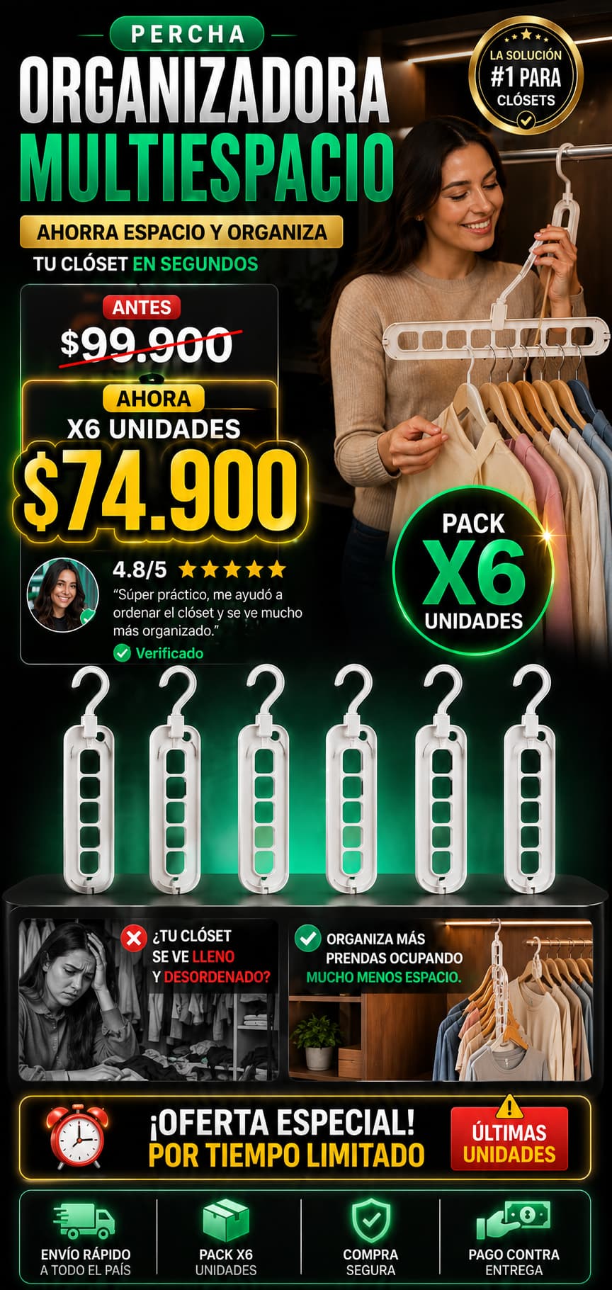 Set x6 Soportes Colgador Multifuncional