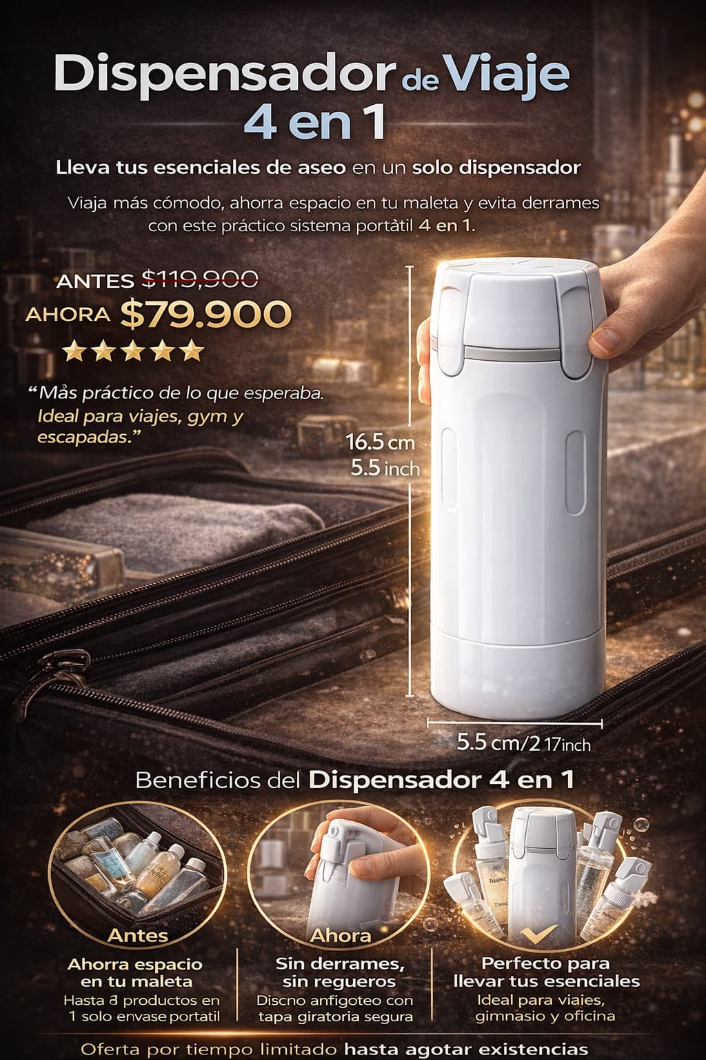 Dispensador de viaje 4 en 1