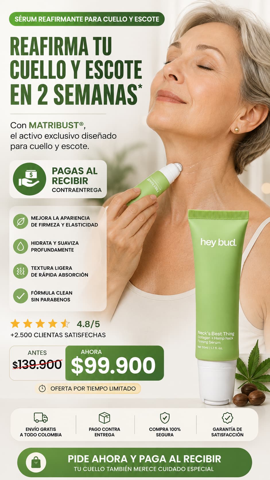 Sérum reafirmante para el cuello con colágeno y cáñamo