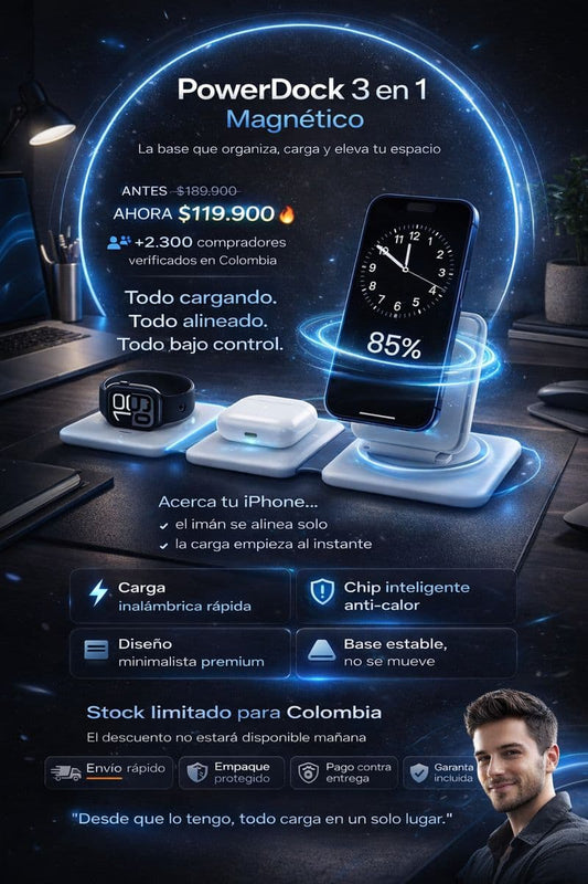 Cargador Inalámbrico 3 En 1