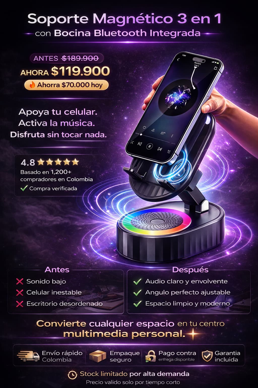 Soporte de Celular con Parlante