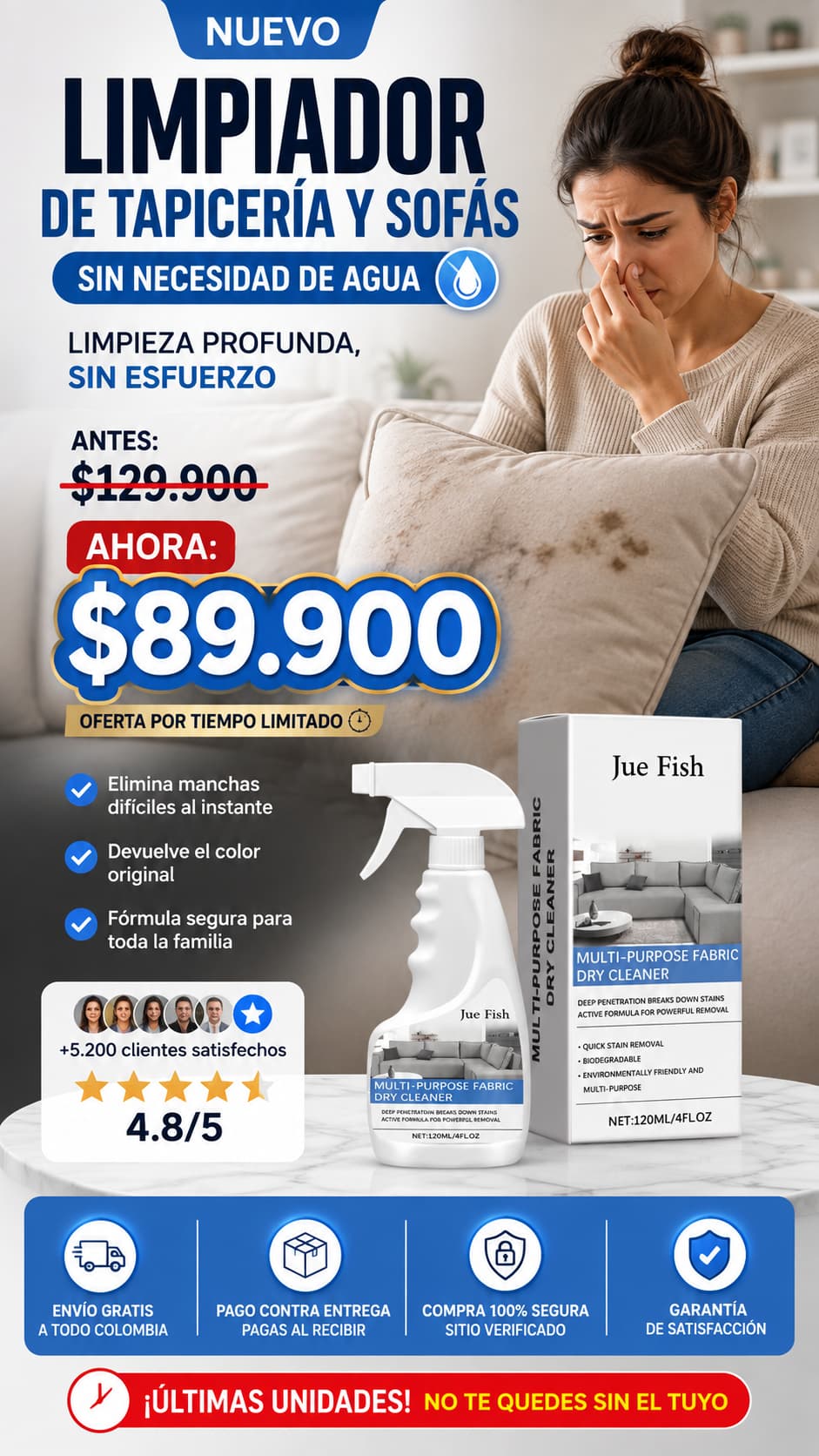 Limpiador limpieza profunda sin agua