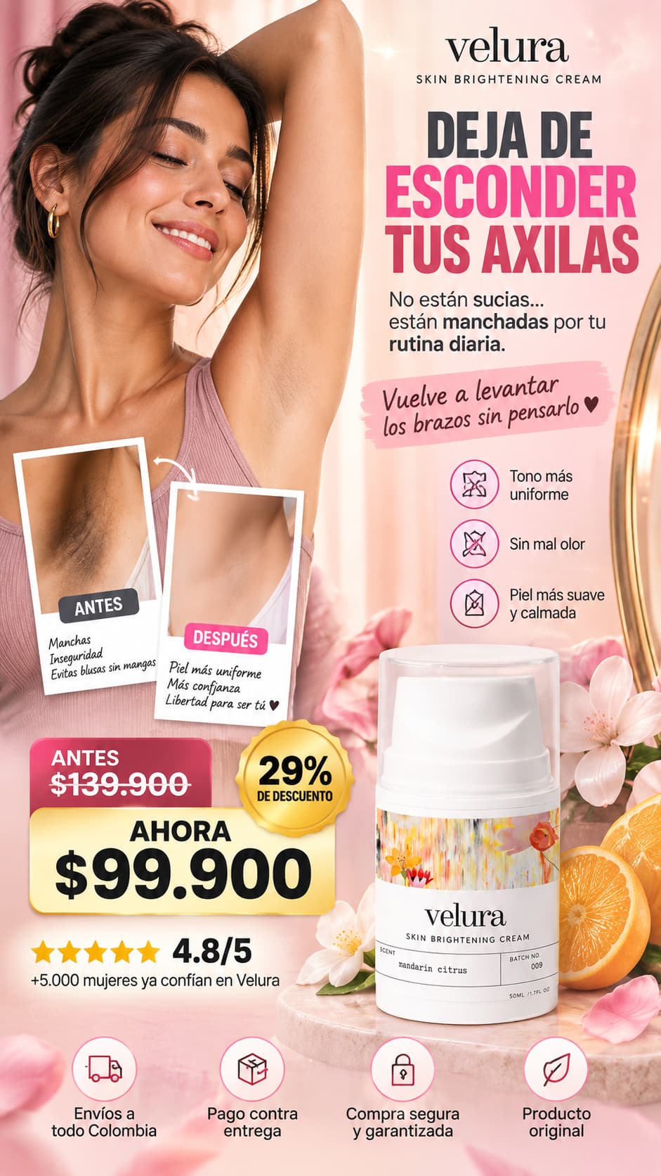 Crema desodorante aclarante para axilas