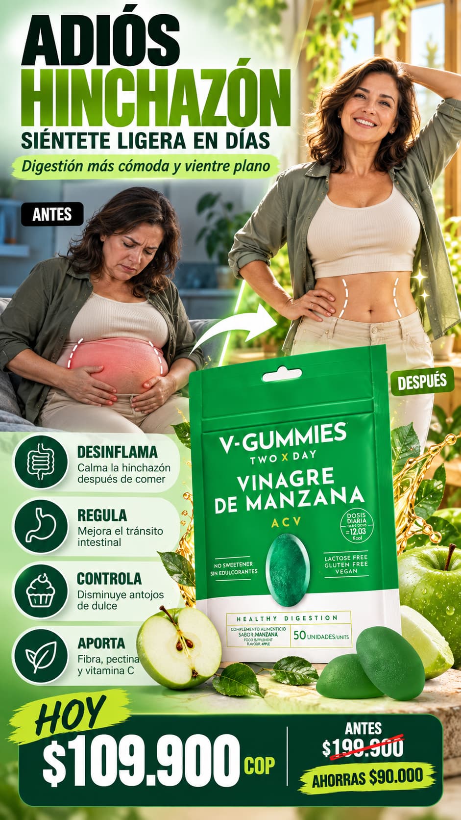 Vinagre de manzana, vitamina C y pectina