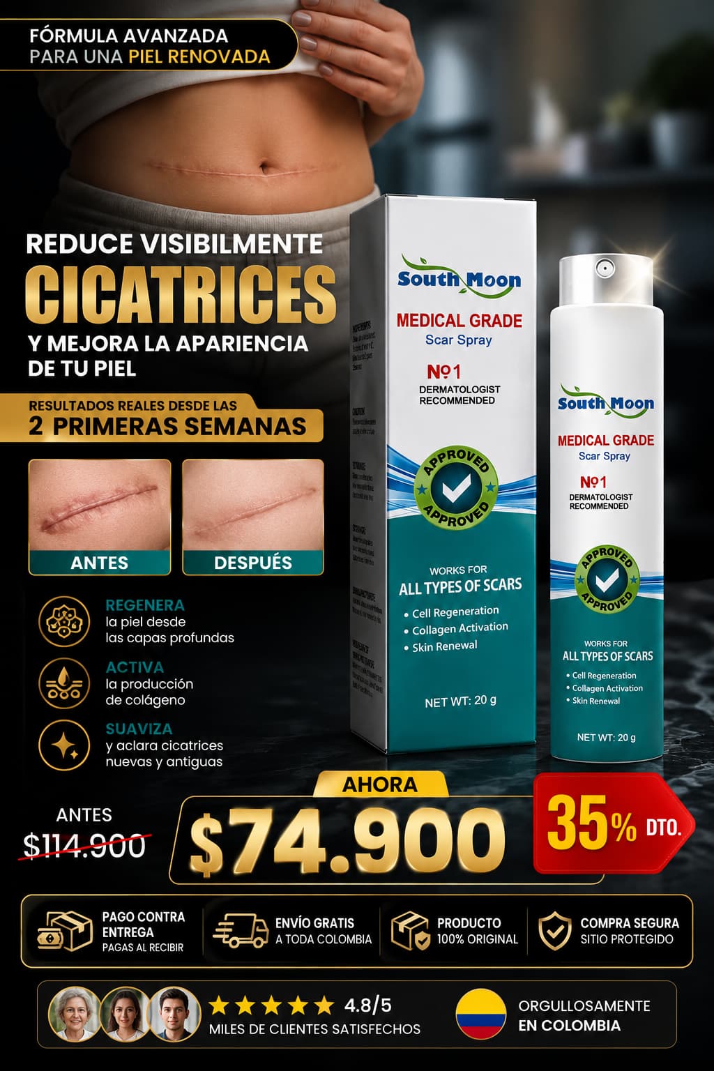 Spray para cicatrices