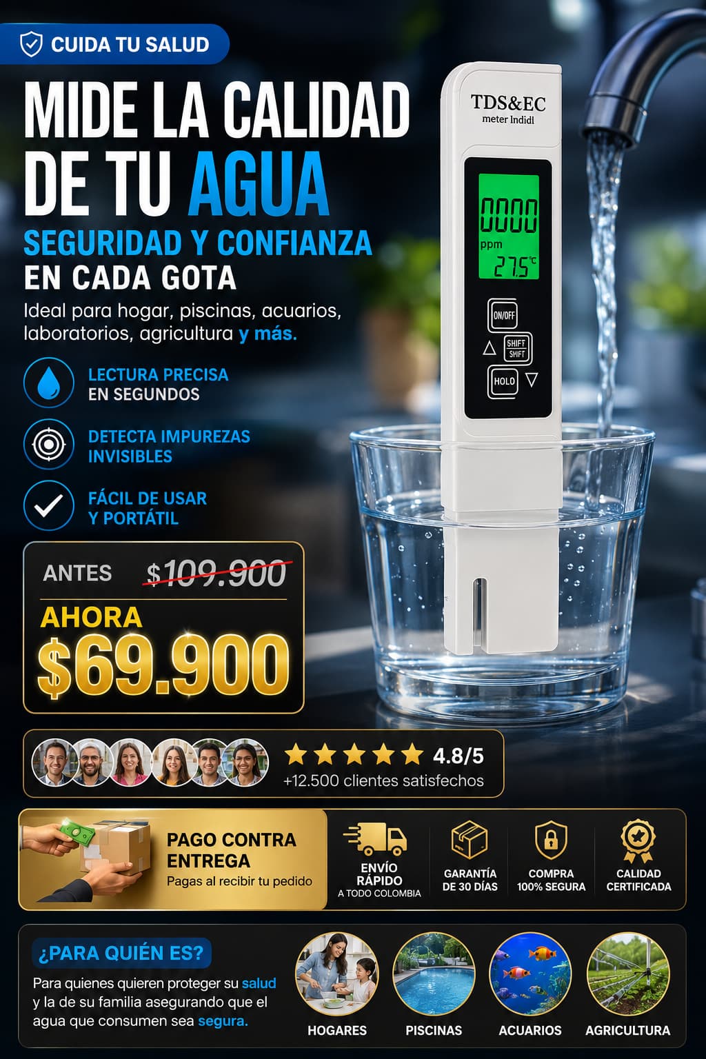 Medidor de Calidad del Agua TDS