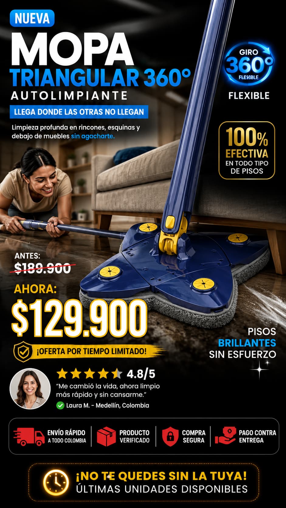 Trapero limpiador ajustable 360 esponja