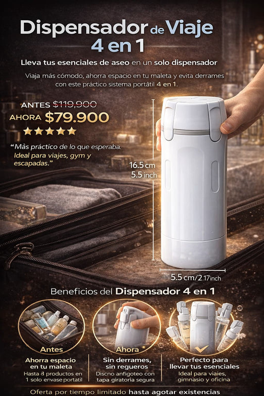 Dispensador de viaje 4 en 1