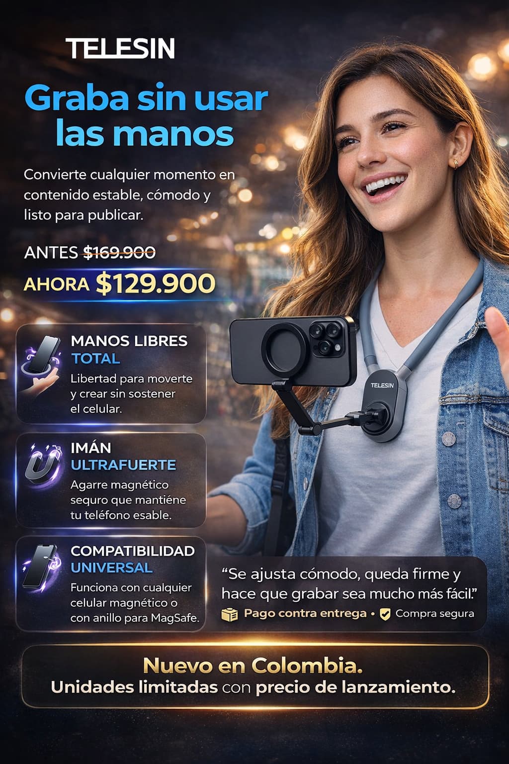 SOPORTE MAGNETICO DE PECHO PARA CELULAR
